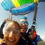 Ben and Student happy under Parachute at Dallas Skydive Center!